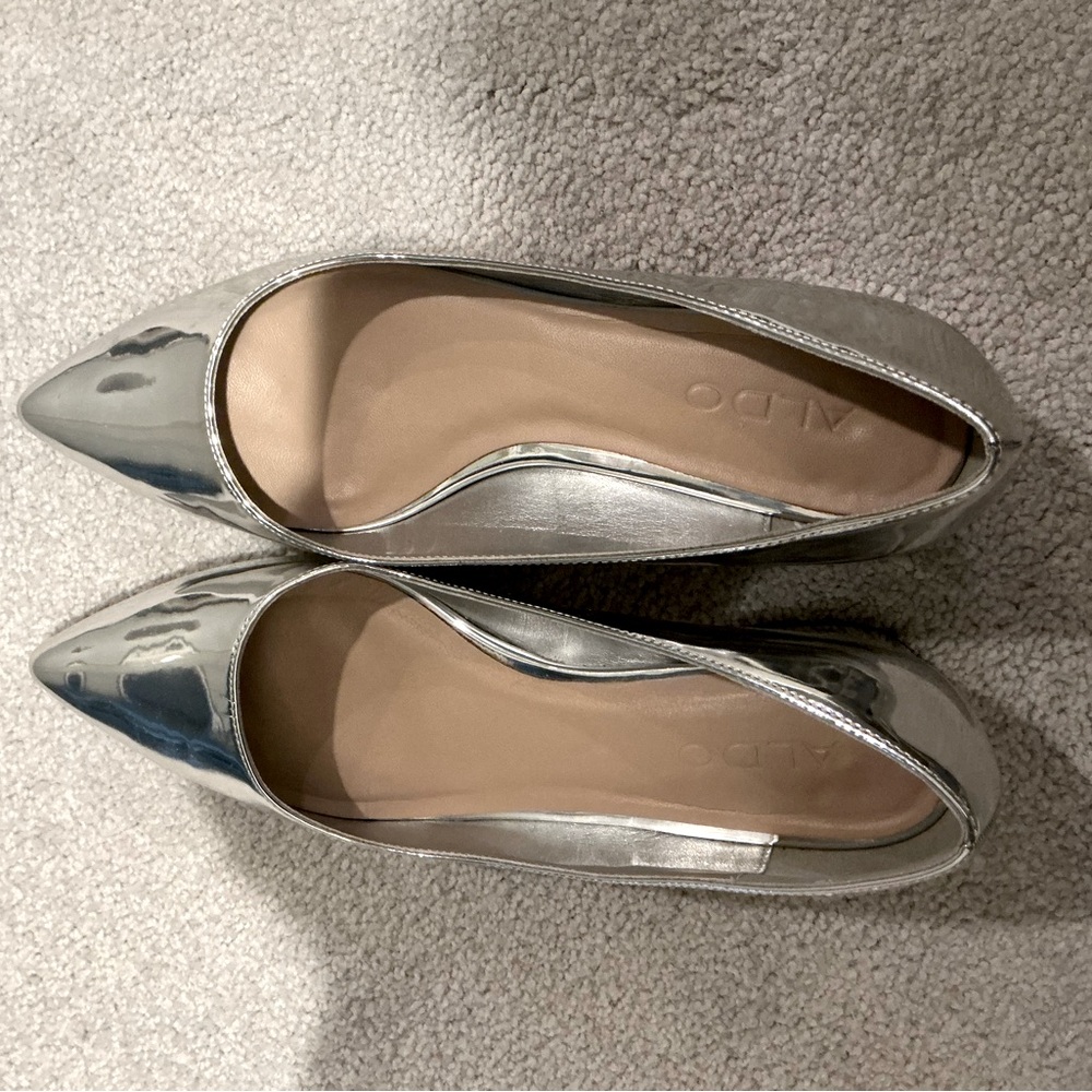 Aldo Silver Pointed Toe Flats